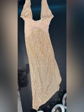 Fashion Nova Gold Sequin Party Dress